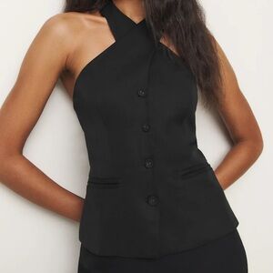 Reformation Black Tate Halter Top in Size 2
